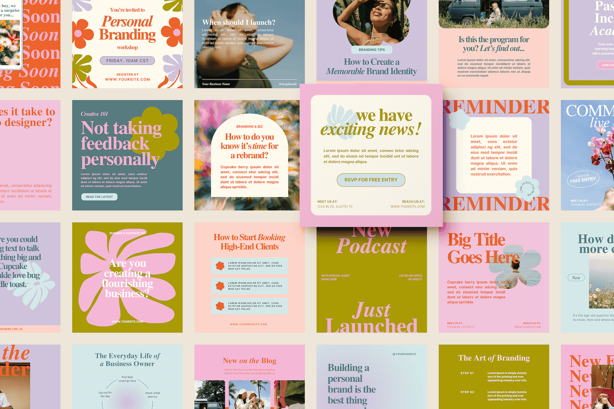 Brand & Bloom – Colorful Social Media Templates
