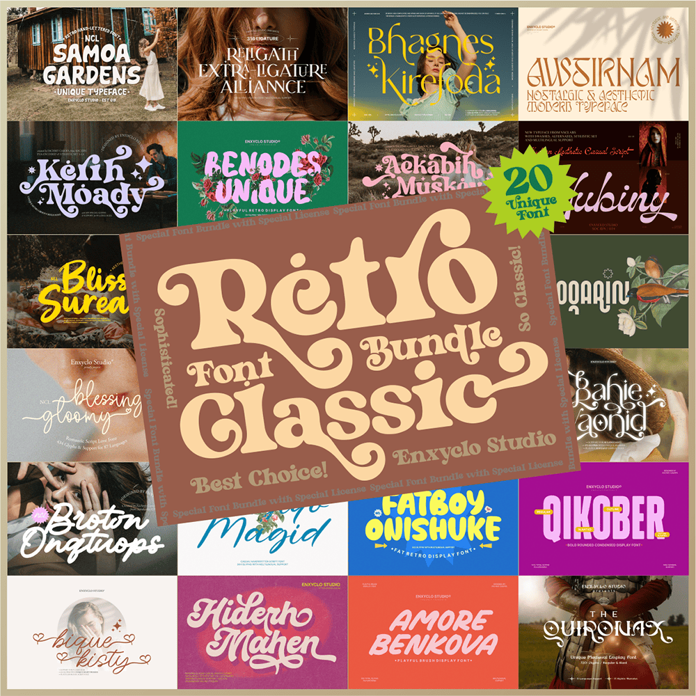 Enxyclo Studio – 20 Retro Font Bundle