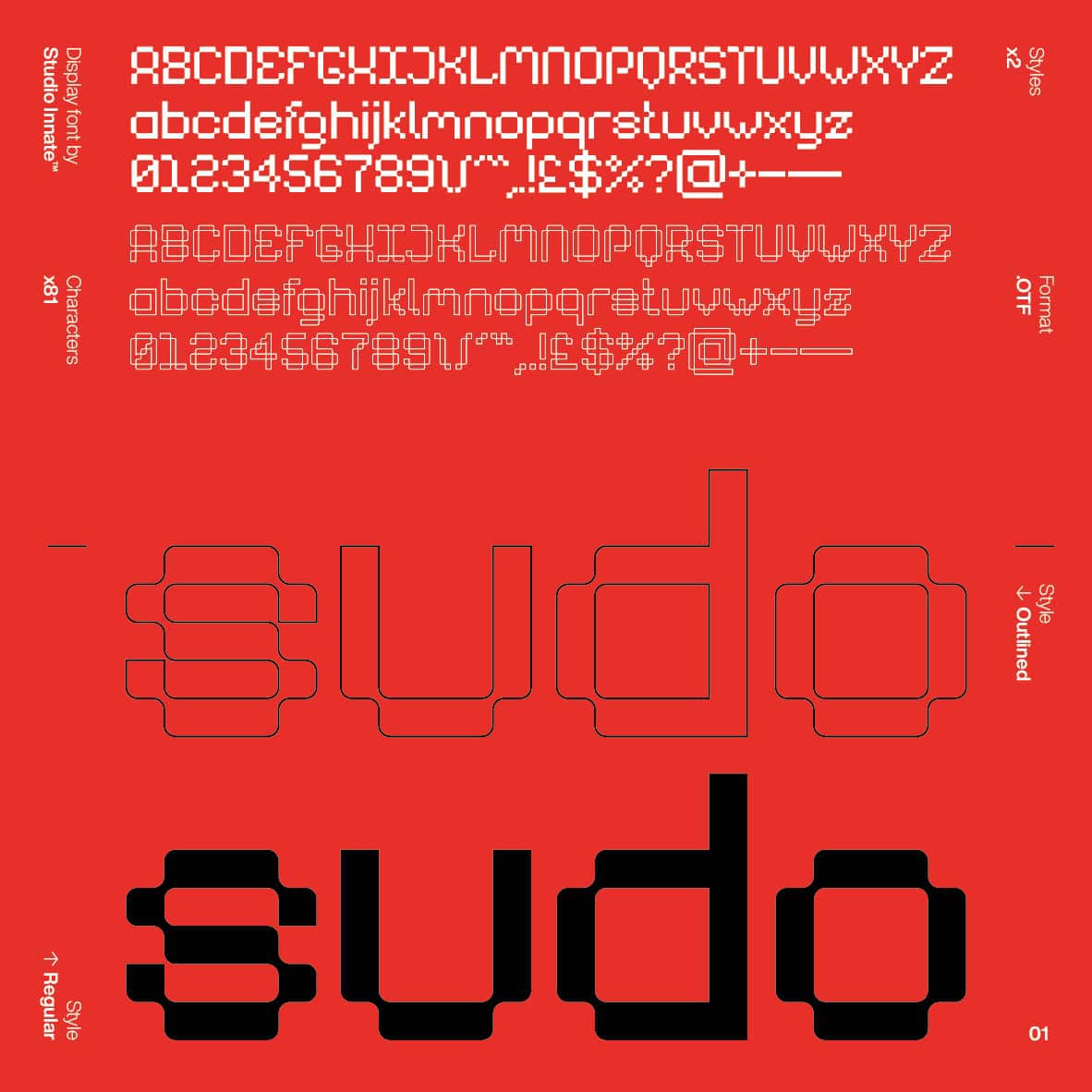 Studio Innate – Sudo Display: Cyber Font with Interlocking Characters — OTF & WOFF