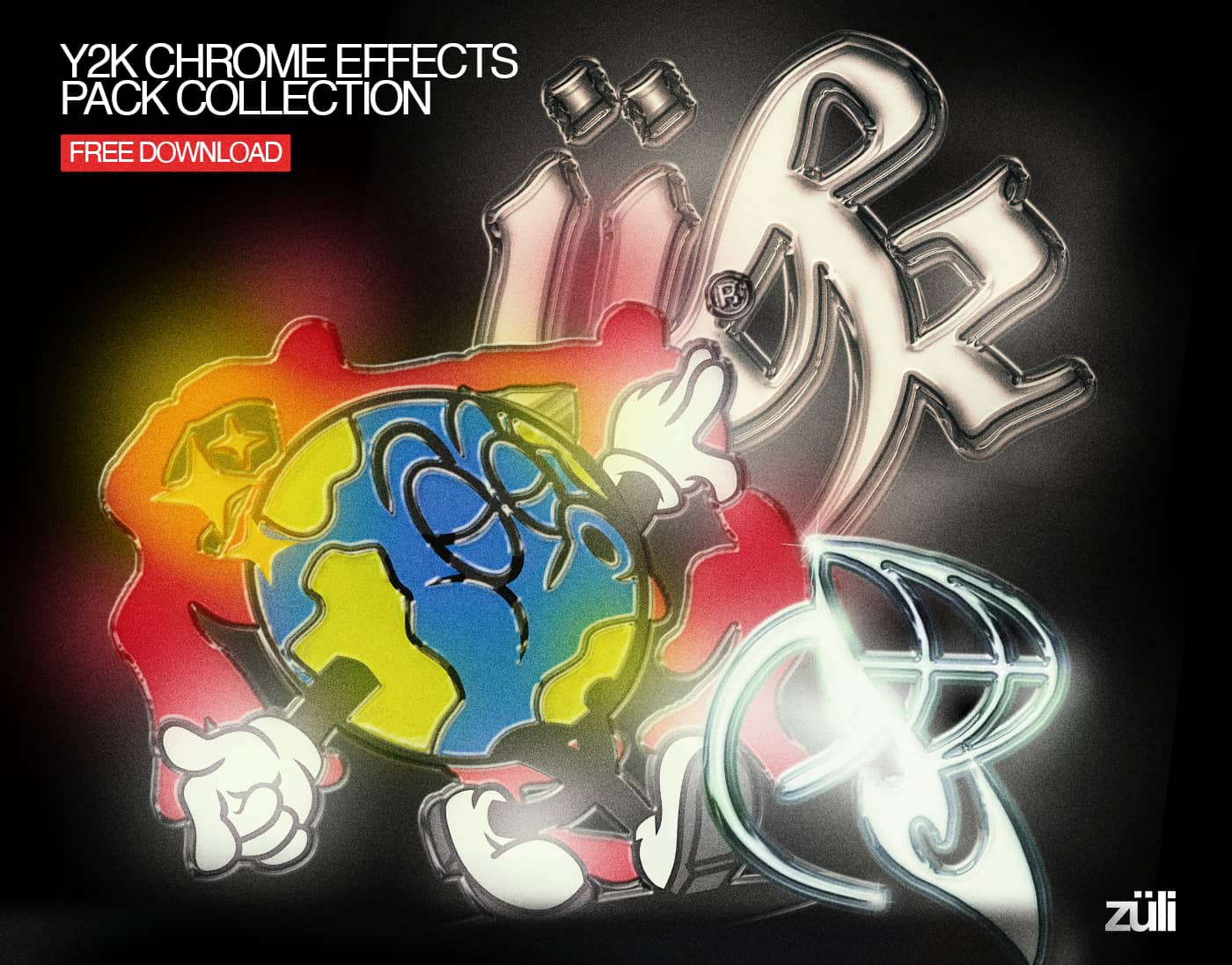 züli – Y2k Chrome Effect Pack Collection (Text-Icon-Shape)