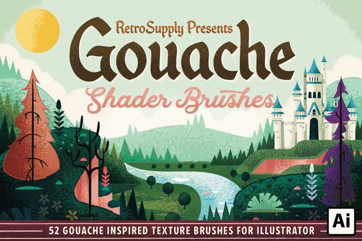 RetroSupply – Gouache Shader Brushes for Adobe Illustrator