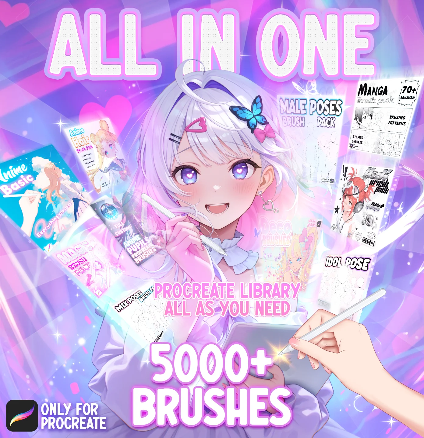 All in One — 5000+ Brushes for Procreate. All You Need Procreate Library!